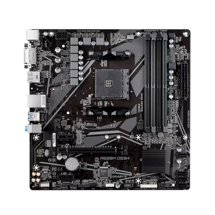 Placa Madre Gigabyte A520M DS3H AM4 Ryzen DDR4, HDMI, DVI-D, PCI-e 3.0, M.2, USB 3.2 Micro-ATX (A520M-DS3H)