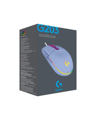 Mouse Logitech G203 RGB LIGHTSYNC Lila 8.000 DPI 6 botones programables   (910-005852)