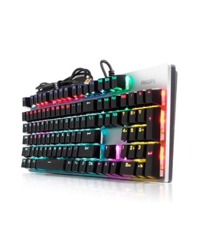 Teclado mecánico gamer Phillips SPK8404 RGB - Switch Brown Inglés (SPK8404)