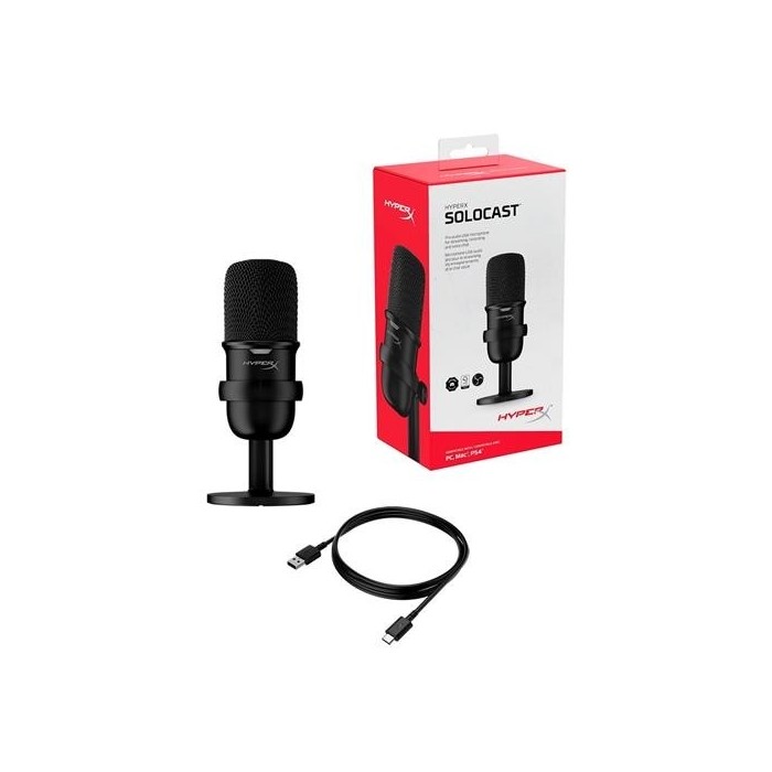 Micrófono para Streaming HyperX SoloCast, USB Plug & Play, Negro