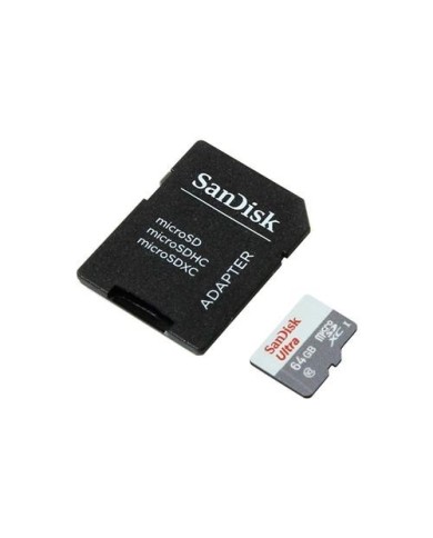 Memoria MicroSDHC 64GB Sandisk CLASE 10 (80MB/s) con Adaptador SD (SDSQUNS-064G-CN3MA)