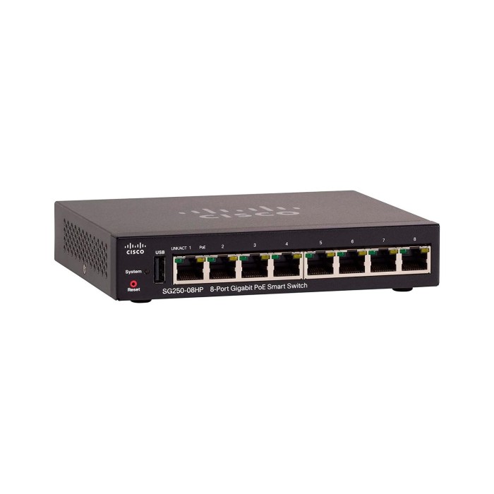 Switch Cisco Small Business SG250-08HP  -L3 - smart - 8 x 10/100/1000 (SG250-08HP-K9-NA)