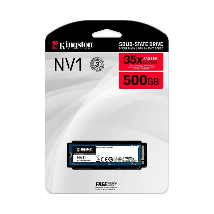 Unidad de Estado Sólido Kingston NV1, 500GB, NVMe M.2, Lectura 2100MB/s Escritura 1700MB/s