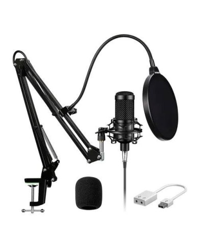 Kit Micrófono Gamer Streaming Condensador Pro Usb Con Atril Njoytech (NJ-MIC204W)