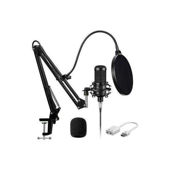 Kit Micrófono Gamer Streaming Condensador Pro Usb Con Atril Njoytech (NJ-MIC204W)