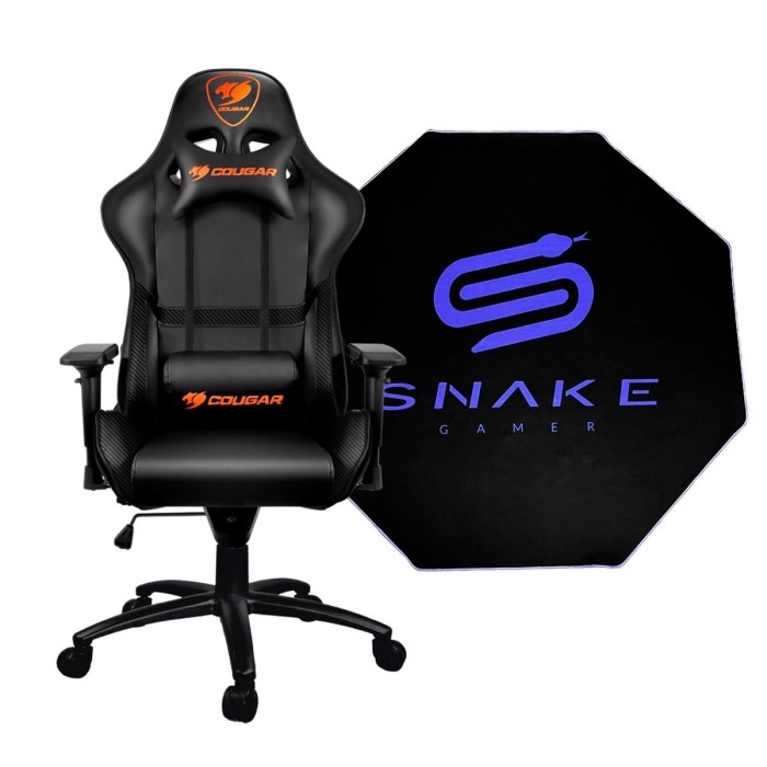 Silla gamer Cougar Armor Black + Alfombra Snake Gamer 120x120 cm