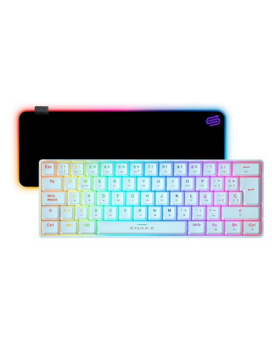 Kit Snake gamer SNK1001 Teclado mecánico Blanco Vipera SN690 60% Switch Red + Mousepad Vipera SN490-XL RGB