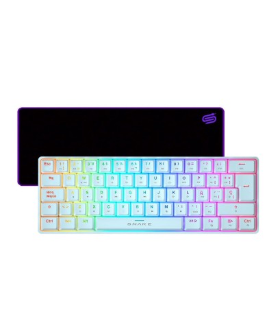 Kit Snake gamer SNK1002 Teclado mecánico Blanco Vipera SN690 60% Switch Red + Mousepad Vipera SX290-XL