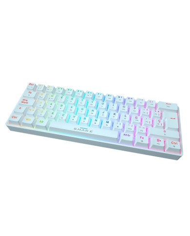 Kit Snake gamer SNK1002 Teclado mecánico Blanco Vipera SN690 60% Switch Red + Mousepad Vipera SX290-XL