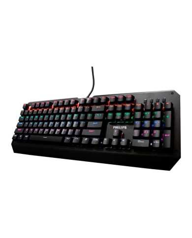 Teclado Mecánico Philips Spk8413 Rainbow Español Negro Switch Cyan