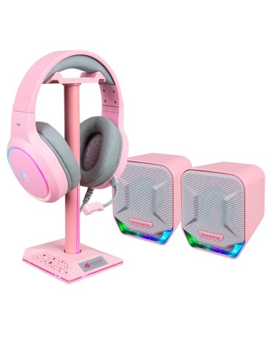 Kit Snake Gamer Najash Pinkker Audífono Nj340 + Soporte NJ395 + Parlante NJ320