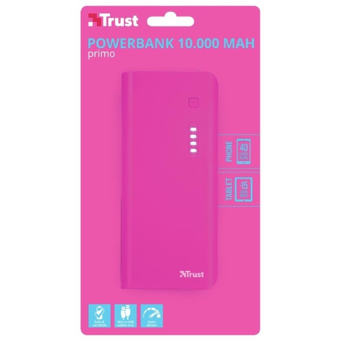 Cargador portatil Trust Urban Primo 10.000mAh Fucsia
