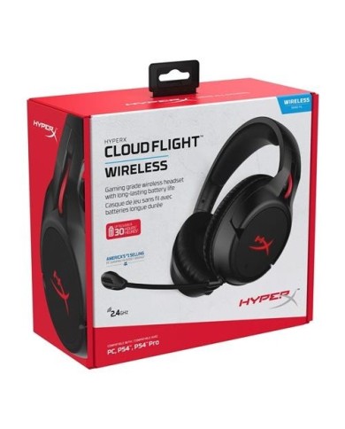Audífonos gamer HyperX Cloud Flight Wireless- PC y PS4 (HX-HSCF-BK/AM)