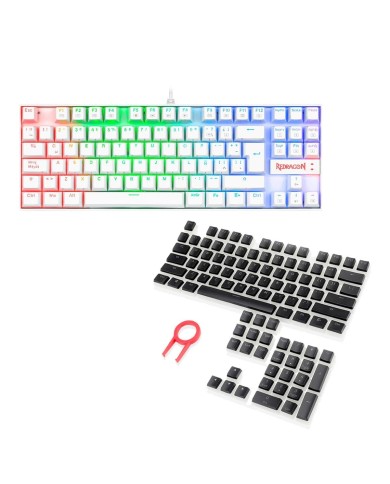 Teclado mecánico Redragon Kumara Blanco RGB K552 Outemu Blue + 105 Teclas de reemplazo Scarab A130 Negras