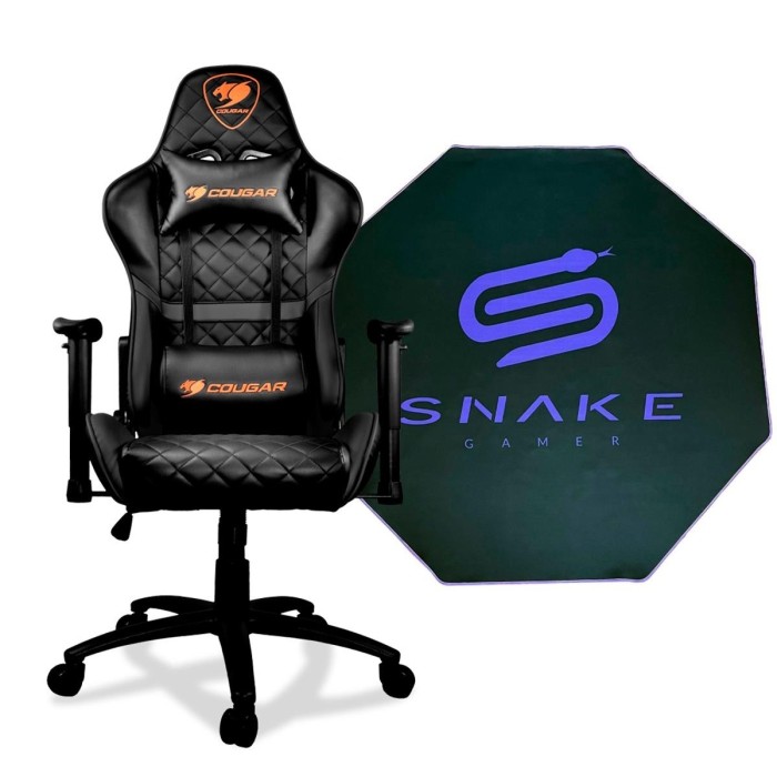 Silla Gamer Cougar Armor One Black + Alfombra Snake Gamer 120x120 cm