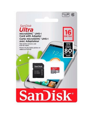 SanDisk Memoria Flash 16 GB MicroSDHC Clase 10 SDSQUNS-016G-CN3MA