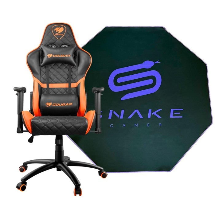 Silla gamer Cougar Armor One Black/Orange + Alfombra Snake Gamer 120x120 cm