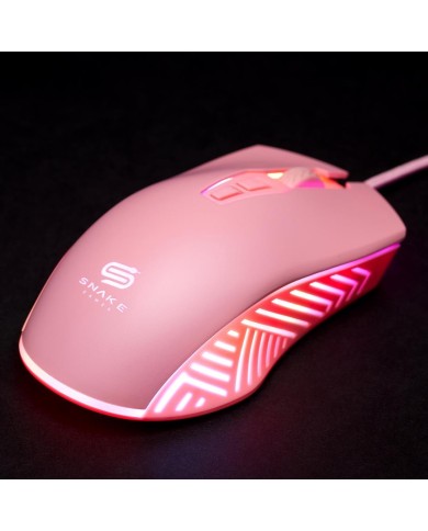 Mouse Snake Gamer Najash Pinkker NJ330 Rosa 6400 DPI RGB USB