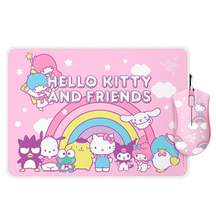 Mouse gamer Razer DeathAdder Essential + Mouse Pad Goliathus Hello Kitty and Friends Edition