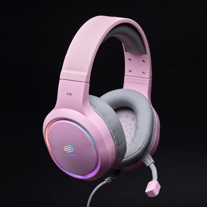 Audífono Snake Gamer Najash Pinkker NJ340 Rosa Multiplataforma USB + Jack 3.5 mm