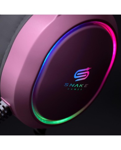 Audífono Snake Gamer Najash Pinkker NJ340 Rosa Multiplataforma USB + Jack 3.5 mm
