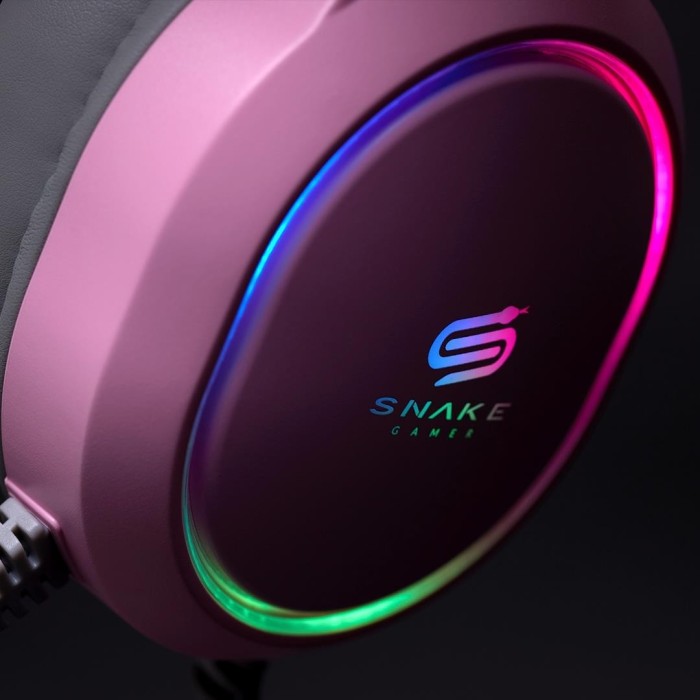 Audífono Snake Gamer Najash Pinkker NJ340 Rosa Multiplataforma USB + Jack 3.5 mm