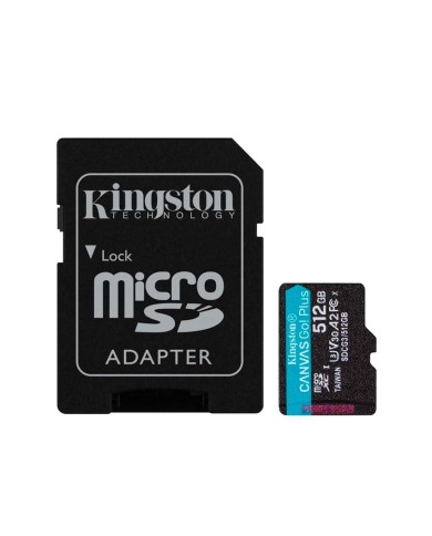 Tarjeta MicroSD Kingston Canvas Go! Plus de 512GB (Escritura de 90 MB/s, Adaptador SD)