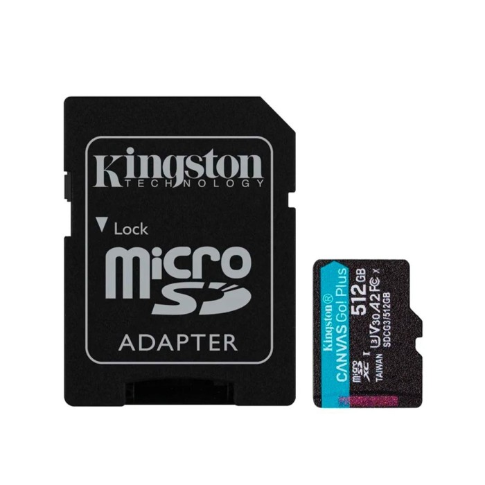 Tarjeta MicroSD Kingston Canvas Go! Plus de 512GB (Escritura de 90 MB/s, Adaptador SD)