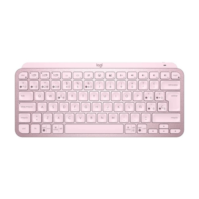 Teclado Inalámbrico Logitech MX Keys Mini, Bluetooth 5.0, 2.4GHz, USB-C, Rosa Español