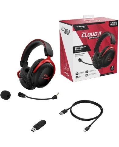 Audífonos Gamer HyperX Cloud II Wireless Red USB 7.1, ps4, Xbox One, PC y MAC
