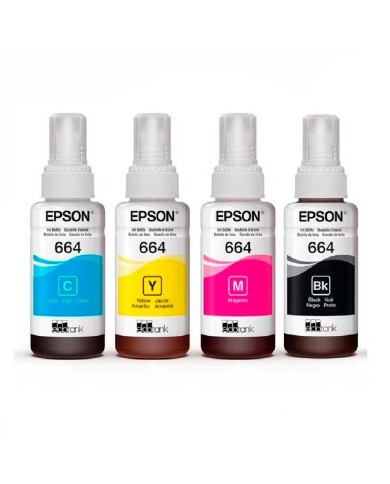 Pack de 4 tintas Epson T664  Original Negro + Colores