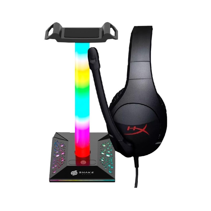 AUDIFONO  CLOUD STINGER NEGRO + SOPORTE PARA AUDÍFONOS SNAKE GAMER SN390