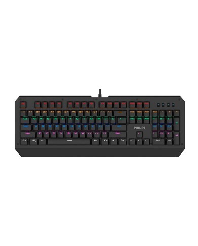 Teclado Mecánico Philips Spk8413 Rainbow Español Negro Switch Cyan