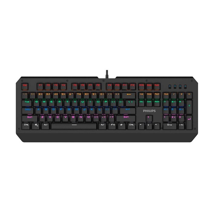 Teclado Mecánico Philips Spk8413 Rainbow Español Negro Switch Cyan