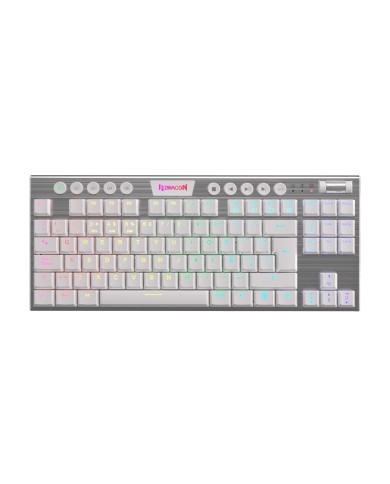 Teclado Mecánico inalámbrico Redragon Horus K621 TKL RGB , Switch Red, Español, Blanco