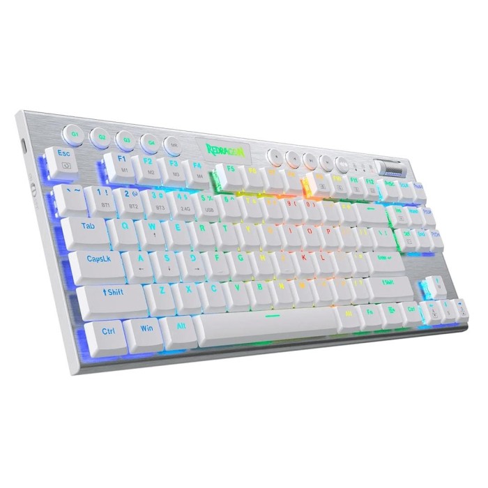 Teclado Mecánico inalámbrico Redragon Horus K621 TKL RGB , Switch Red, Español, Blanco