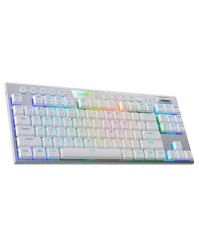 Teclado Mecánico inalámbrico Redragon Horus K621 TKL RGB , Switch Red, Español, Blanco