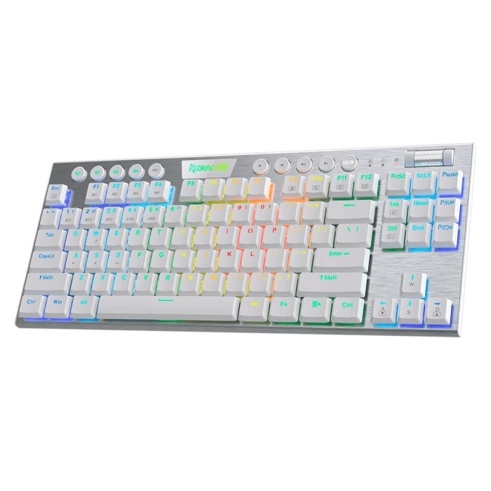 Teclado Mecánico inalámbrico Redragon Horus K621 TKL RGB , Switch Red, Español, Blanco