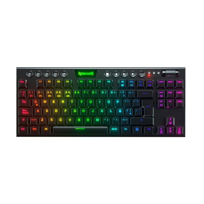 Teclado Mecánico inalámbrico Redragon Horus K621 TKL RGB, Switch Red, Español, Negro