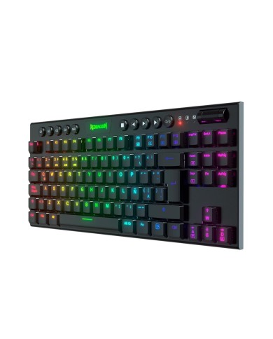 Teclado Mecánico inalámbrico Redragon Horus K621 TKL RGB, Switch Red, Español, Negro