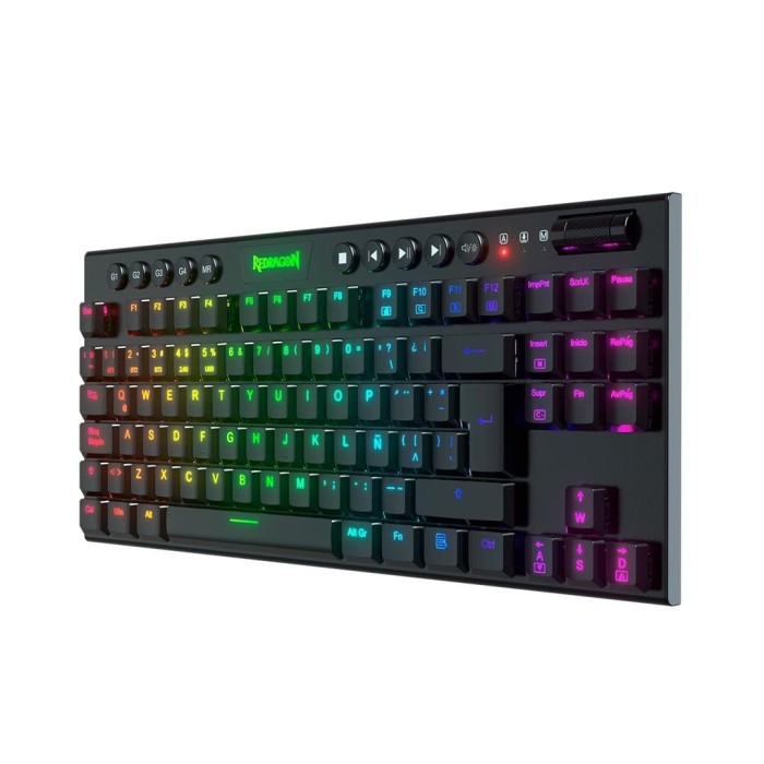 Teclado Mecánico inalámbrico Redragon Horus K621 TKL RGB, Switch Red, Español, Negro