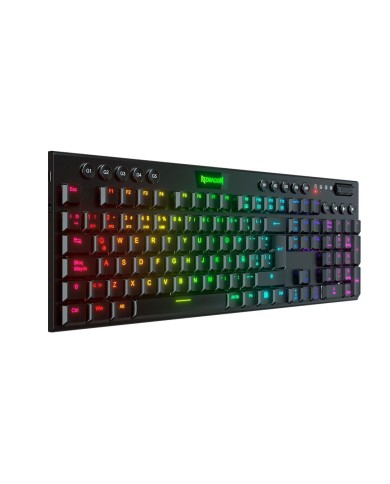 Teclado Mecánico inalámbrico Redragon Horus K618 FS RGB, Switch Red, Español, Negro