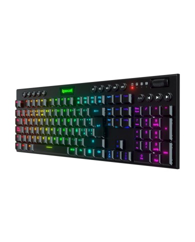 Teclado Mecánico inalámbrico Redragon Horus K618 FS RGB, Switch Red, Español, Negro