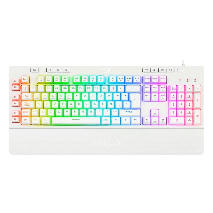 Teclado gamer Redragon Shiva K512 membrana RGB, Español, Blanco