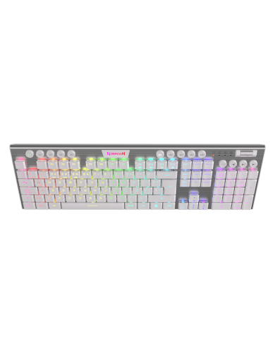 Teclado Mecánico inalámbrico Redragon Horus K618 FS RGB, Switch Red, Español, Blanco