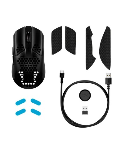 Mouser gamer inalámbrico Hyperx Pulsefire Haste ultraligero RGB. USB, Negro
