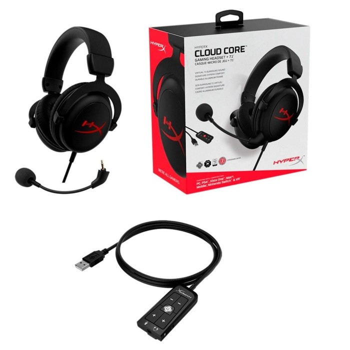 Audífonos Gamer HyperX Cloud Core 7.1, virtual, USB, Negro