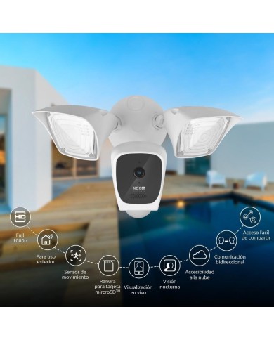 Cámara inteligente Nexxt Wi-Fi con proyectores y detector de movimiento integrados NHC-F610