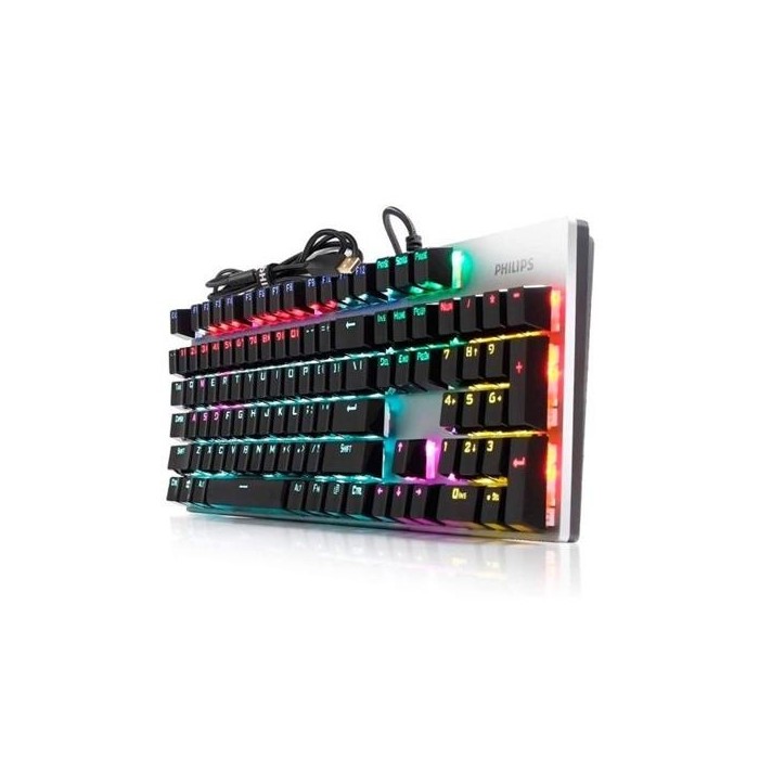 Teclado mecánico gamer Phillips SPK8404 RGB - Switch Brown Inglés (SPK8404)