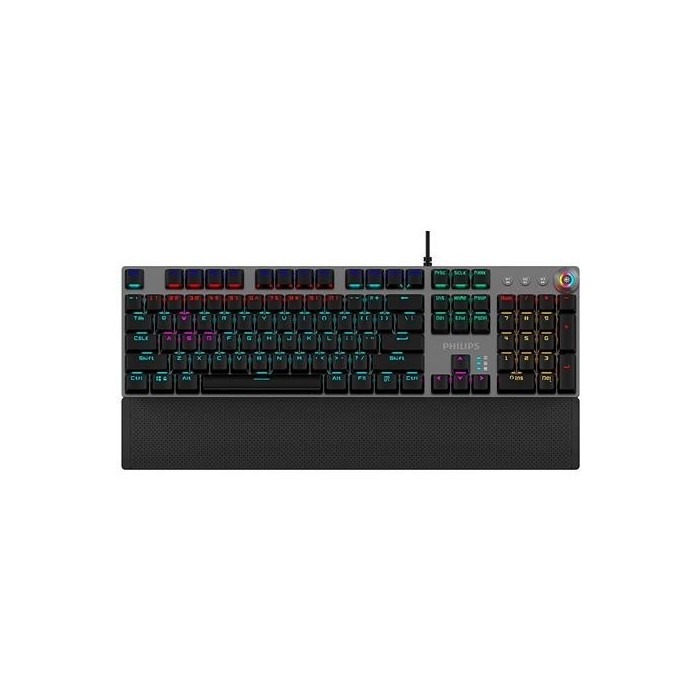 Teclado mecánico Phillips SPK8614 - Retroiluminación Arcoiris, Reposamuñecas (SPK8614)